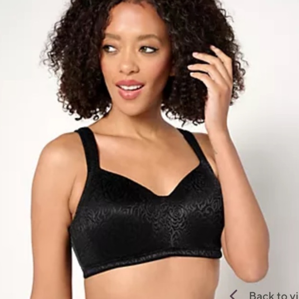 Breezies Wild Rose Black Seamless Wirefree Support Bra Size 34B